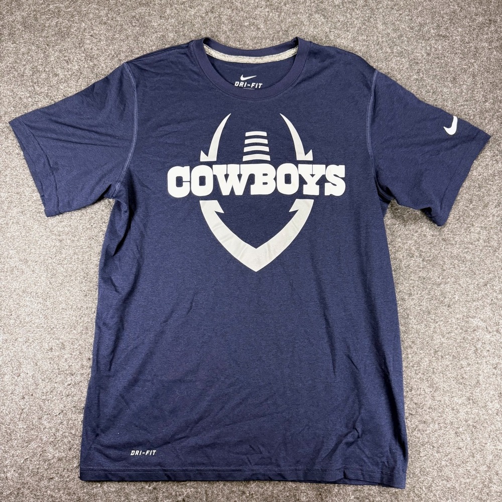 Nike Dri-FIT Cowboys T-Shirt Football Graphic Mens Medium Blue - Picture 1 of 9